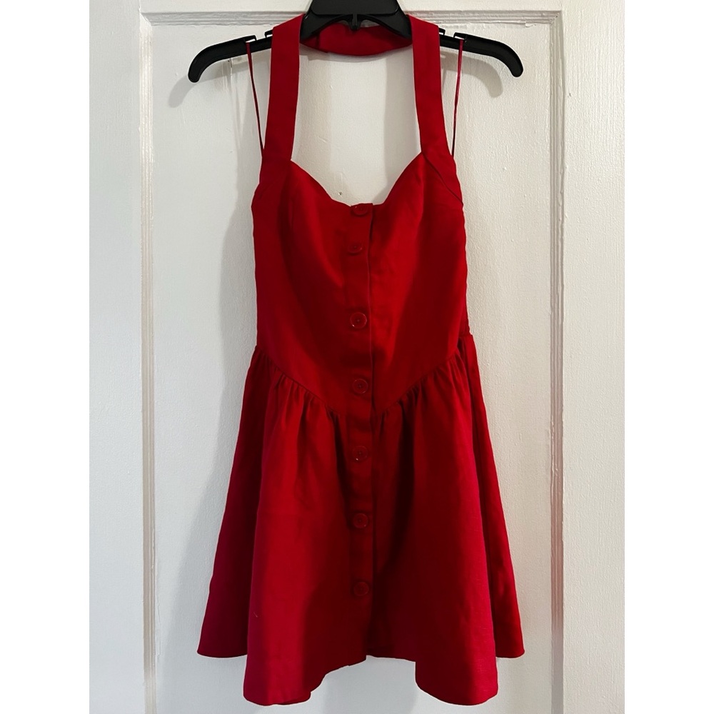 Reformation Mariela Linen Dress in Lipstick - Picture 7 of 12
